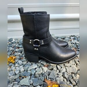 Altar’d State Women’s Black Vegan Leather Buckle Moto Ankle Fall Boots Size 7.5